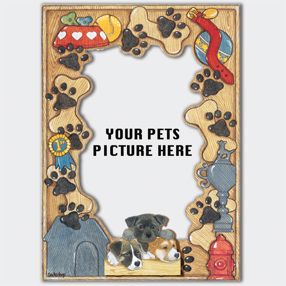 Akita Wooden Picture Frame Die-Cut  2-Dimensional 5” x 7” Holds 4" x 6" Photo - Pipsqueakproductions