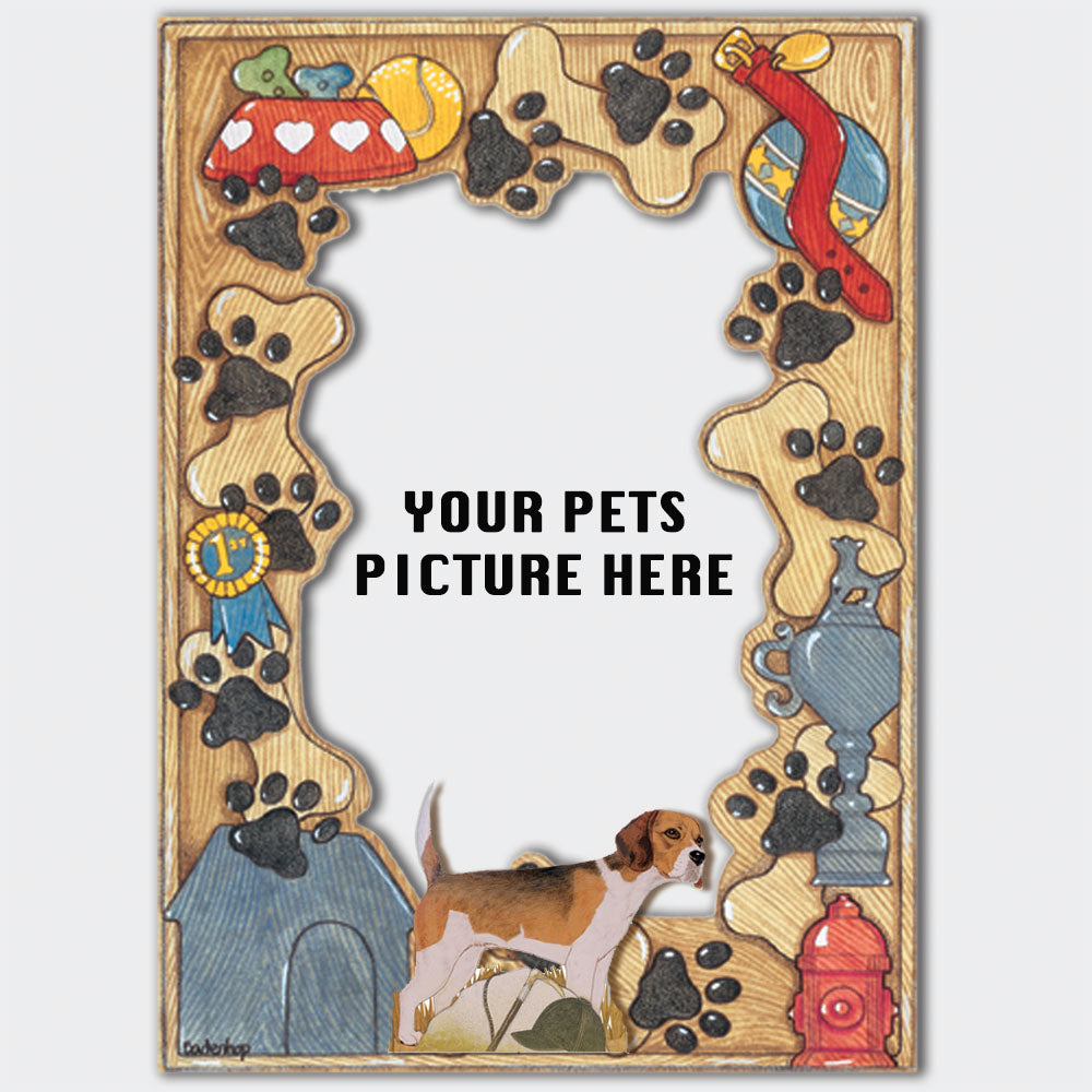 Beagle Wooden Picture Frame Die-Cut 2-Dimensional 5” x 7” Holds 4" x 6" Photo - Pipsqueakproductions