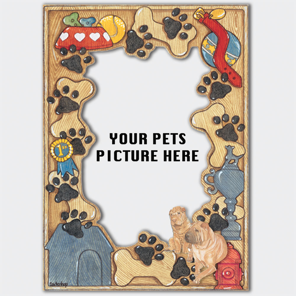 Shar Pei Wooden Picture Frame Die-Cut 2-Dimensional 5” x 7” Holds 4" x 6" Photo - Pipsqueakproductions