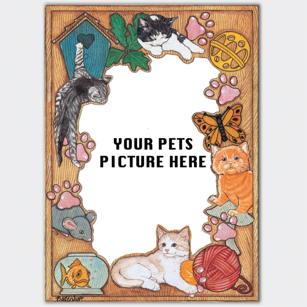 Cat Wooden Picture Frame Die-Cut 2-Dimensional 5” x 7” Holds 4" x 6" Photo - Pipsqueakproductions