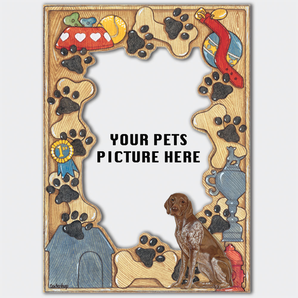 German Pointer Wooden Picture Frame Die-Cut 2-Dimensional 5” x 7” Holds 4" x 6" Photo - Pipsqueakproductions