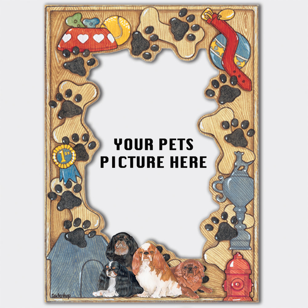 English Toy Spaniel Wooden Picture Frame Die-Cut 2-Dimensional 5” x 7” Holds 4" x 6" Photo - Pipsqueakproductions