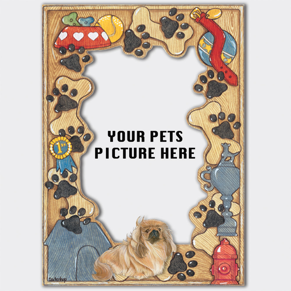 Pekingese Wooden Picture Frame Die-Cut 2-Dimensional 5” x 7” Holds 4" x 6" Photo - Pipsqueakproductions
