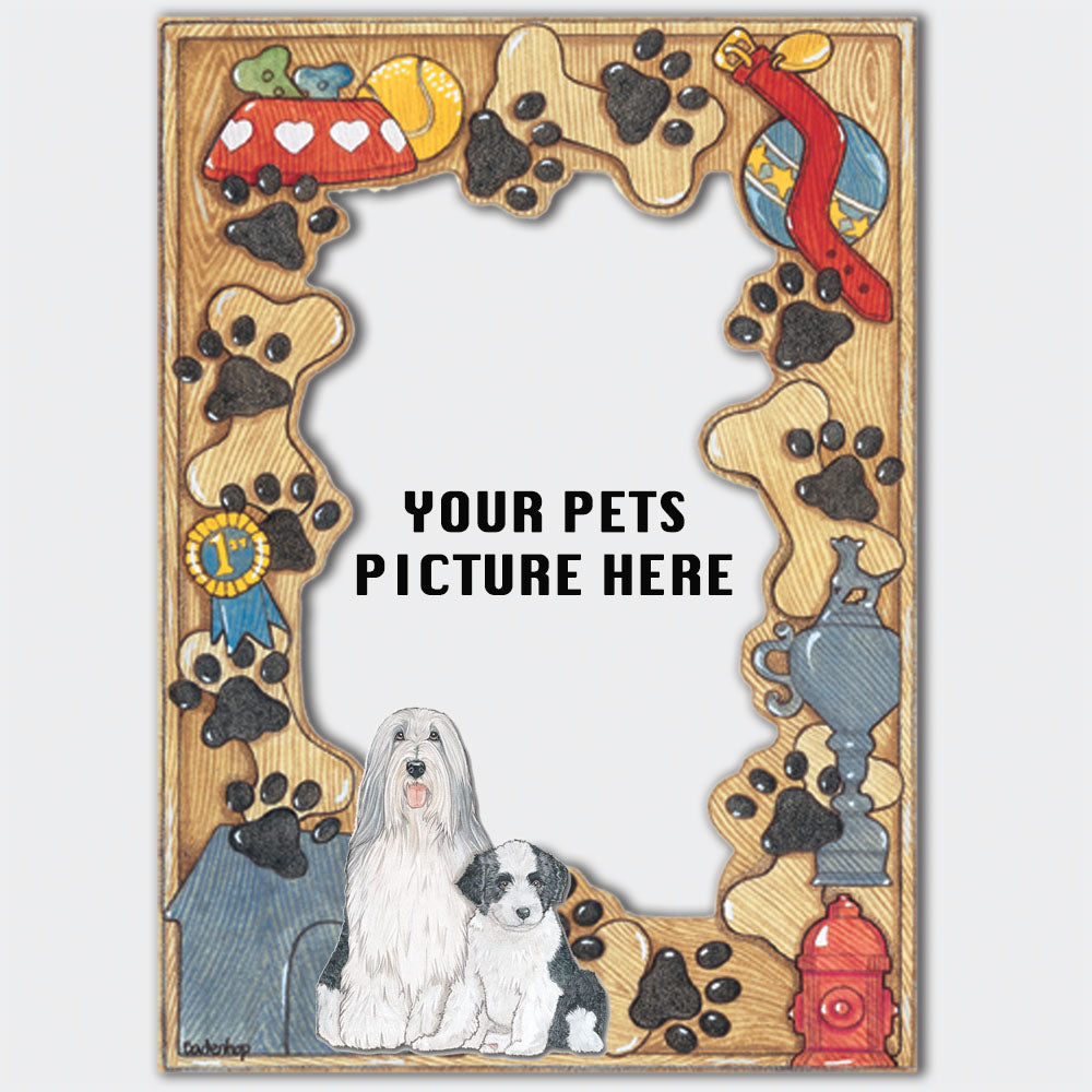 Bearded Collie Wooden Picture Frame Die-Cut 2-Dimensional 5” x 7” Holds 4" x 6" Photo - Pipsqueakproductions