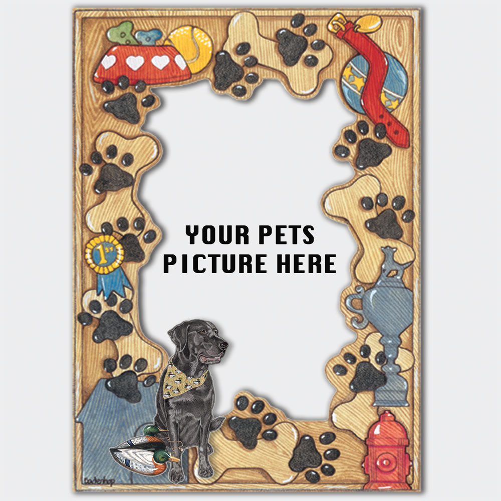 Labrador Black Lab Wooden Picture Frame Die-Cut 2-Dimensional 5” x 7” Holds 4" x 6" Photo - Pipsqueakproductions