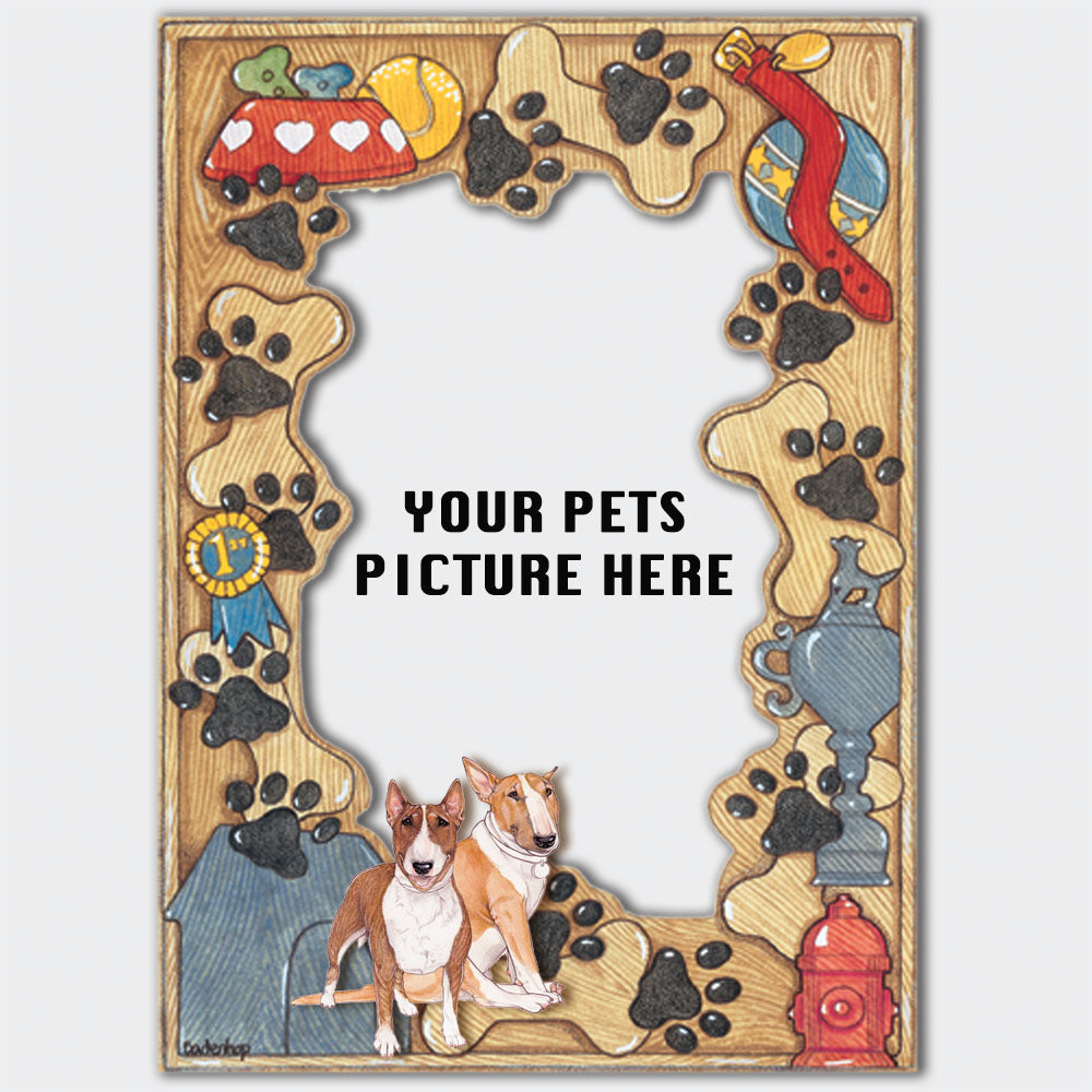 Bull Terrier Wooden Picture Frame Die-Cut 2-Dimensional 5” x 7” Holds 4" x 6" Photo - Pipsqueakproductions