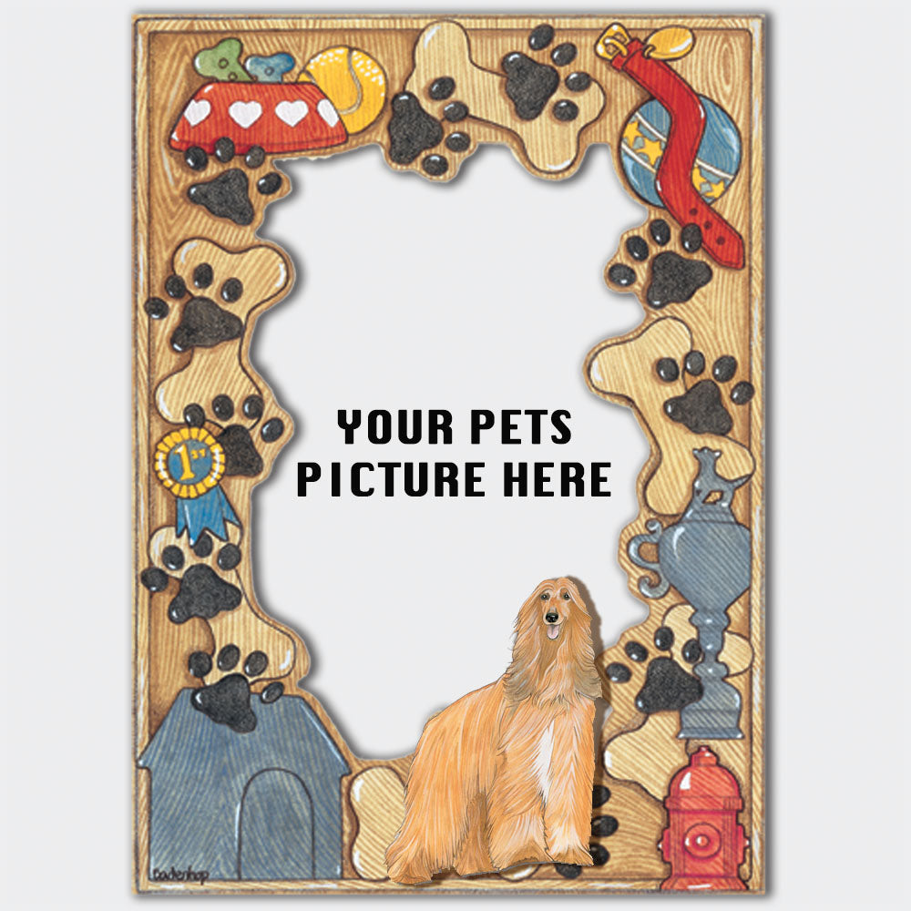 Afghan Hound Wooden Picture Frame Die-Cut  2-Dimensional 5” x 7” Holds 4" x 6" Photo - Pipsqueakproductions