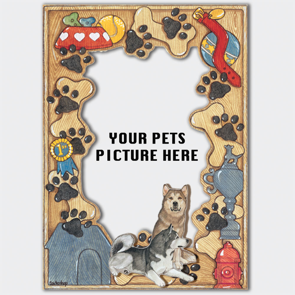 Alaskan Malamute Wooden Picture Frame Die-Cut  2-Dimensional 5” x 7” Holds 4" x 6" Photo - Pipsqueakproductions