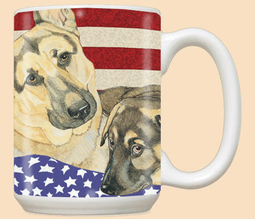 German Shepherd Patriotic Ceramic Coffee Mug Tea Cup 15 oz - Pipsqueakproductions