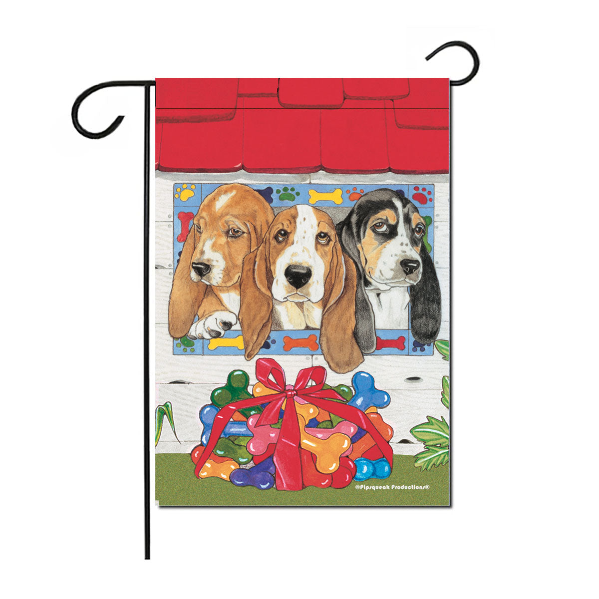 Basset Hound Garden Flag Double Sided 12” X 17” - Pipsqueakproductions