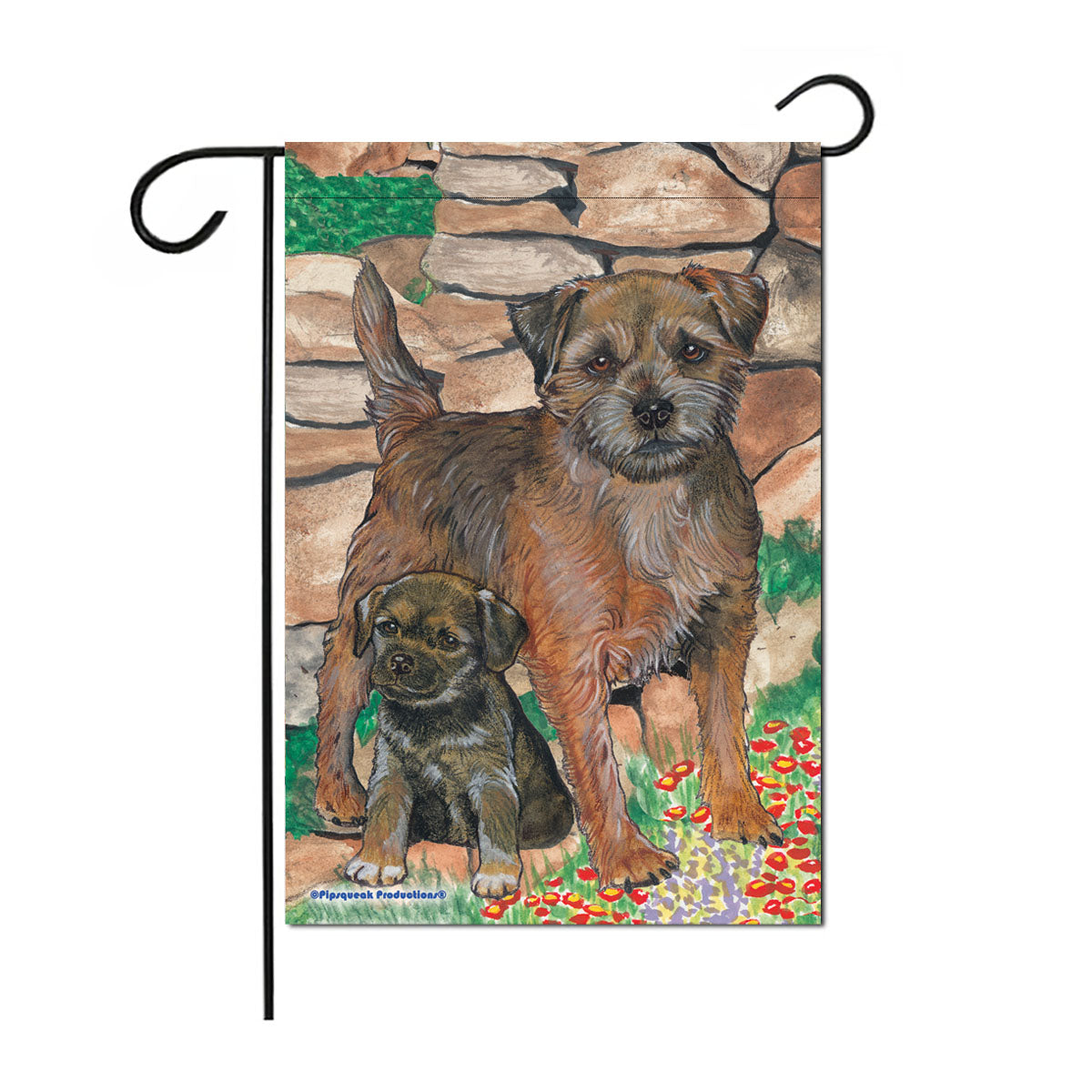 Border Terrier Garden Flag Double Sided 12” X 17” - Pipsqueakproductions