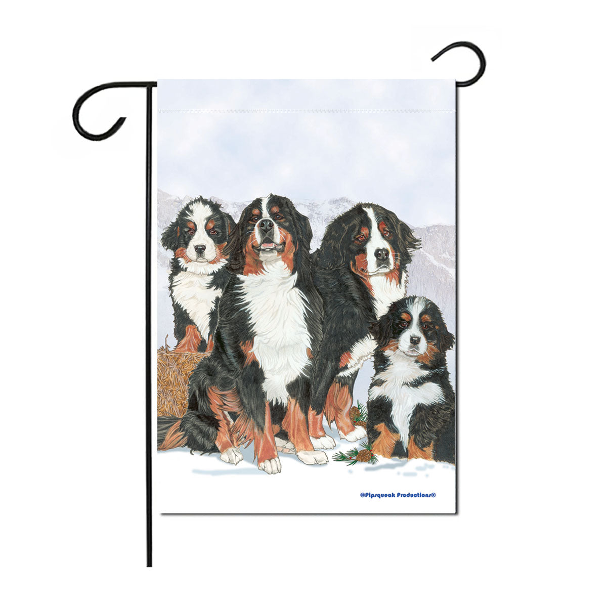 Bernese Mountain Dog Garden Flag Double Sided 12” X 17” - Pipsqueakproductions