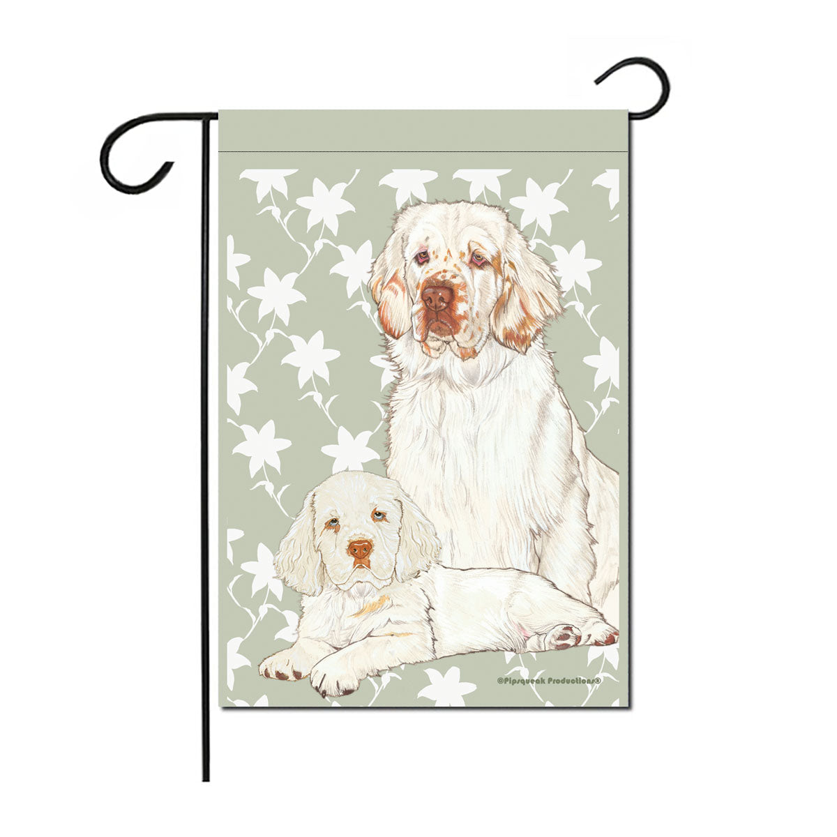 Clumber Spaniel Garden Flag Double Sided 12” X 17” - Pipsqueakproductions