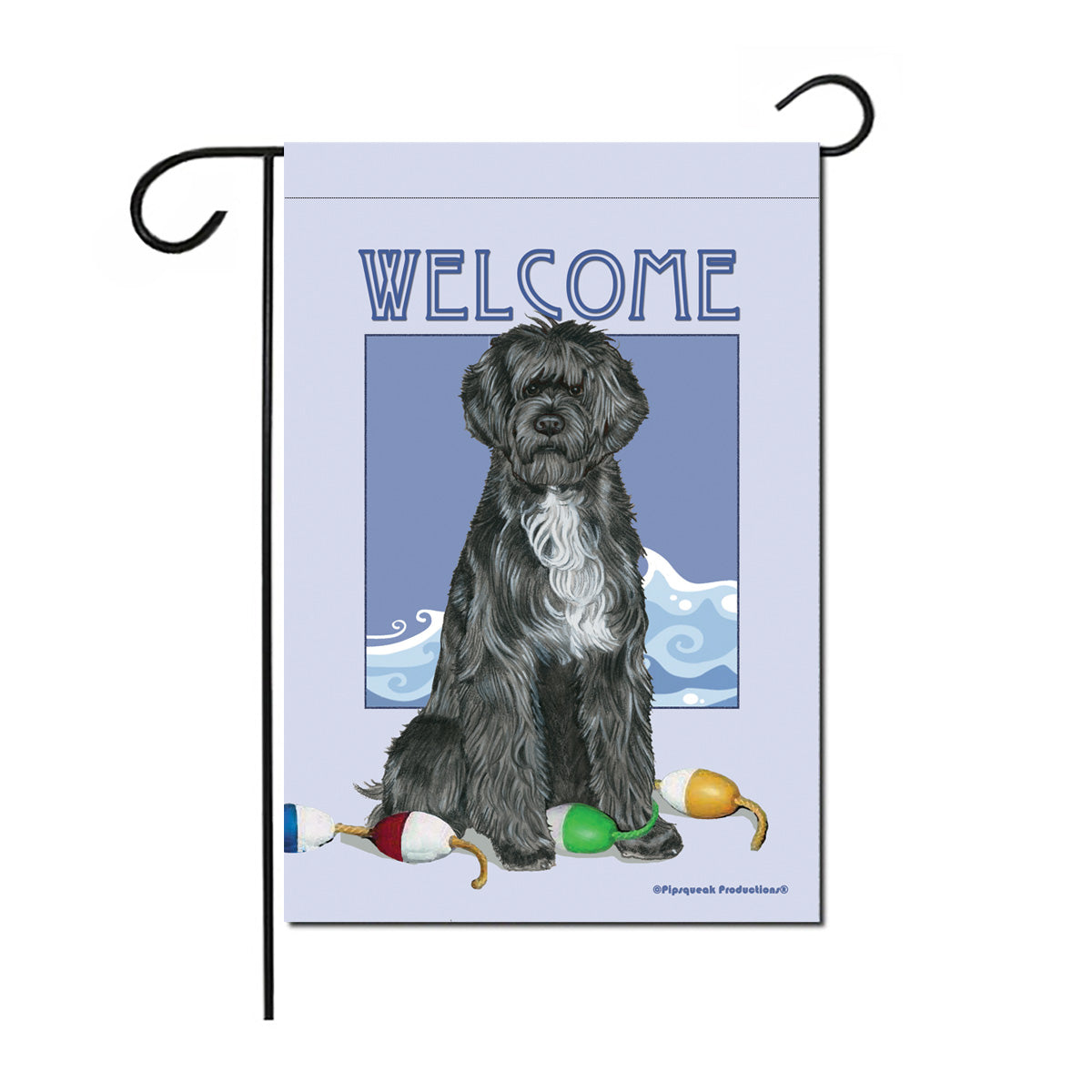 Portuguese Water Dog Portie Garden Flag Double Sided 12” x 17” - Pipsqueakproductions