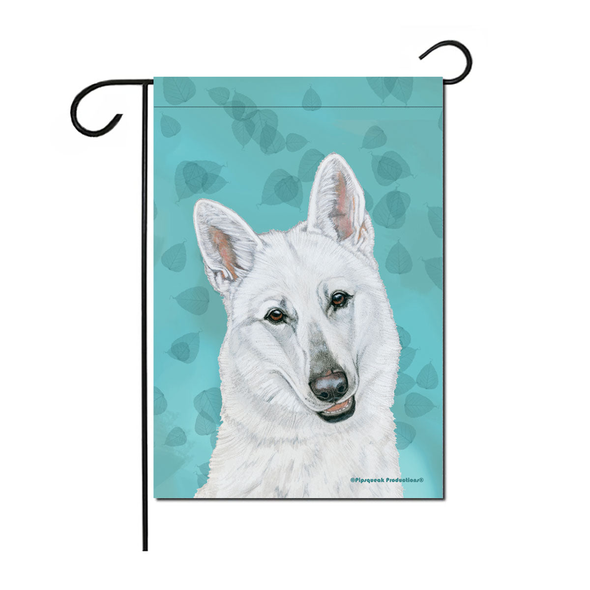 White Shepherd Garden Flag Double Sided 12” x 17” - Pipsqueakproductions