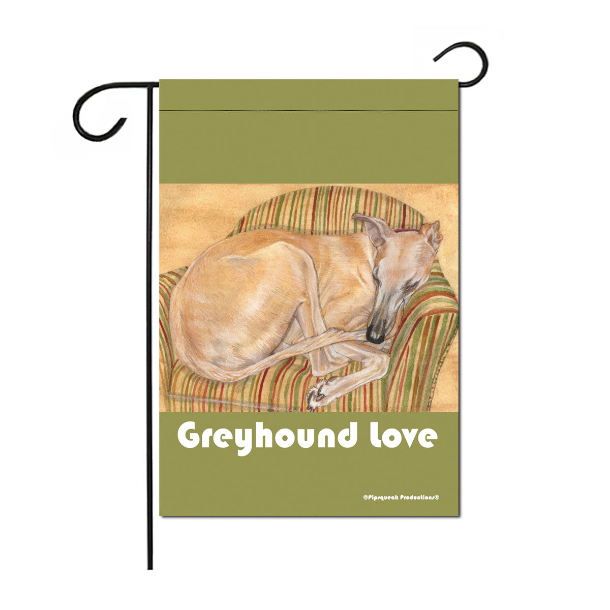 Greyhound Fawn, Garden Flag Double Sided 12” x 17” - Pipsqueakproductions