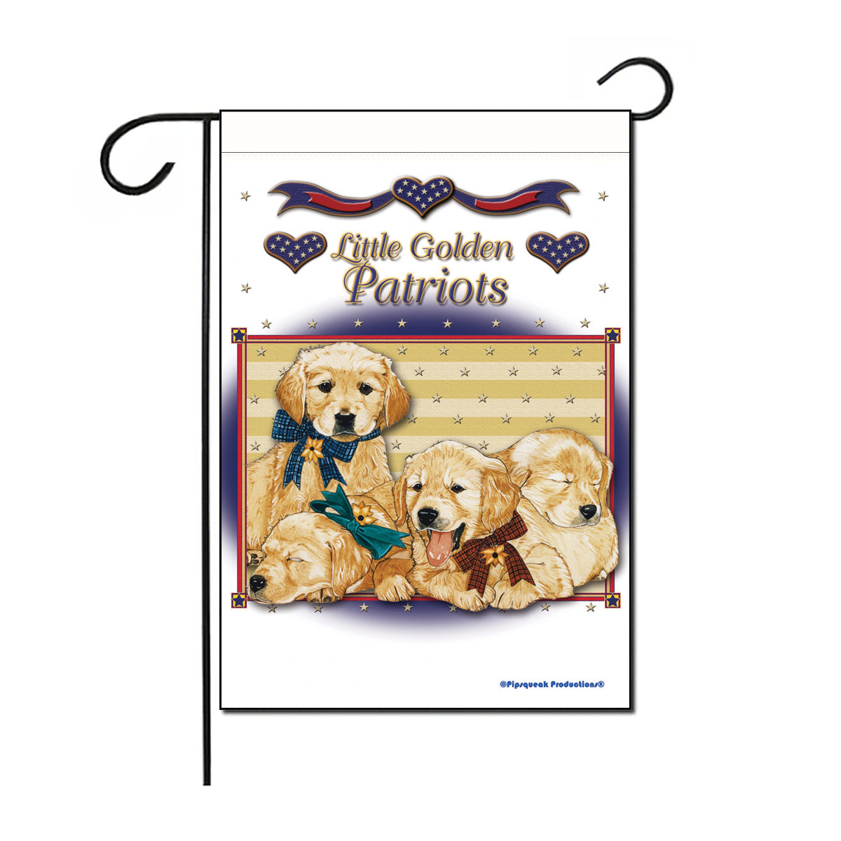 Golden Retriever Patriotic Garden Flag Double Sided 12” x 17” - Pipsqueakproductions