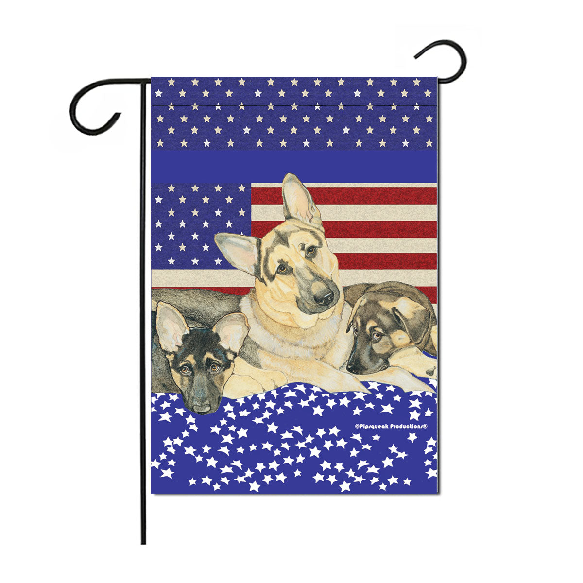 German Shepherd Patriotic Garden Flag Double Sided 12” x 18” - Pipsqueakproductions
