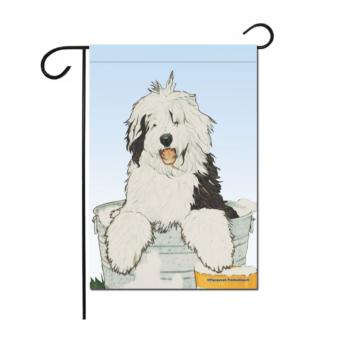 Old English Sheepdog Garden Flag Double Sided 12” x 18” - Pipsqueakproductions