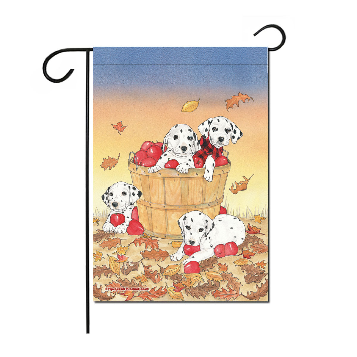 Dalmatian Basket of Apples Garden Flag Double Sided 12” x 17” - Pipsqueakproductions