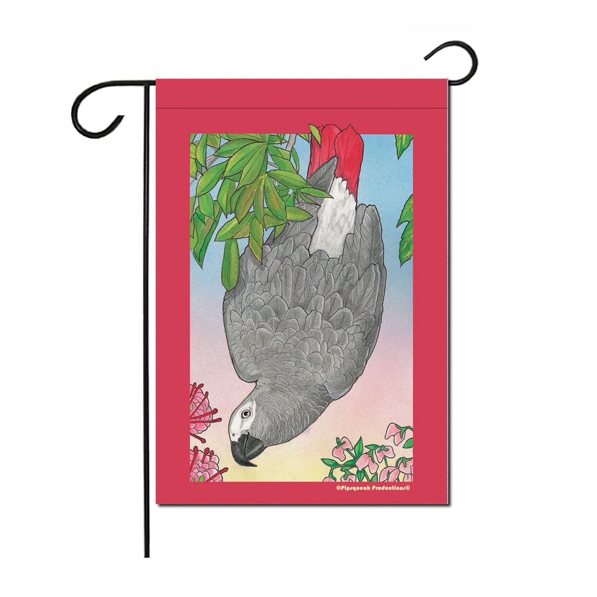 African Grey Garden Flag Double Sided 12” x 17” - Pipsqueakproductions