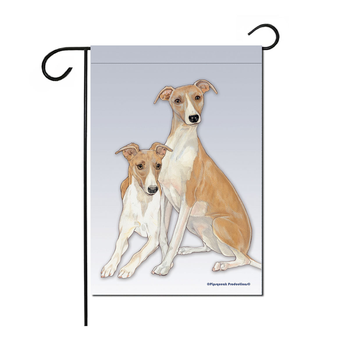 Whippet Garden Flag Double Sided 12” x 17” - Pipsqueakproductions