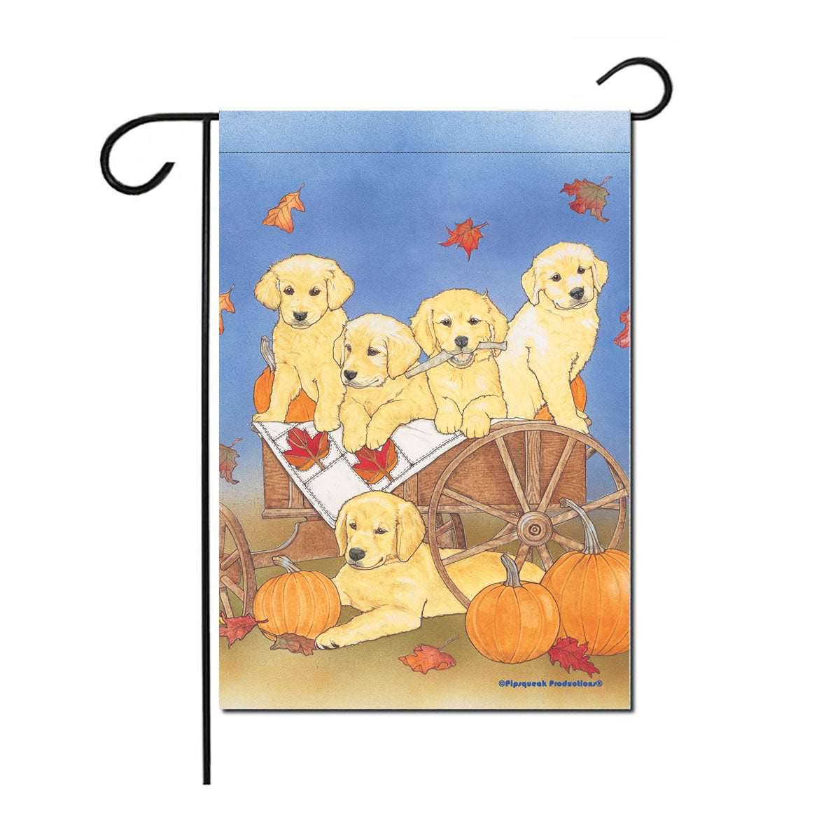 Golden Retriever Fall Garden Flag Double Sided 12” x 17” - Pipsqueakproductions