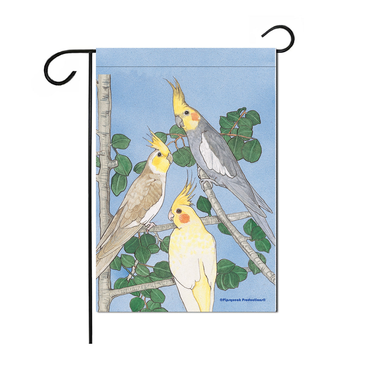Cockatiel Parrot Garden Flag Double Sided 12” x 17” - Pipsqueakproductions