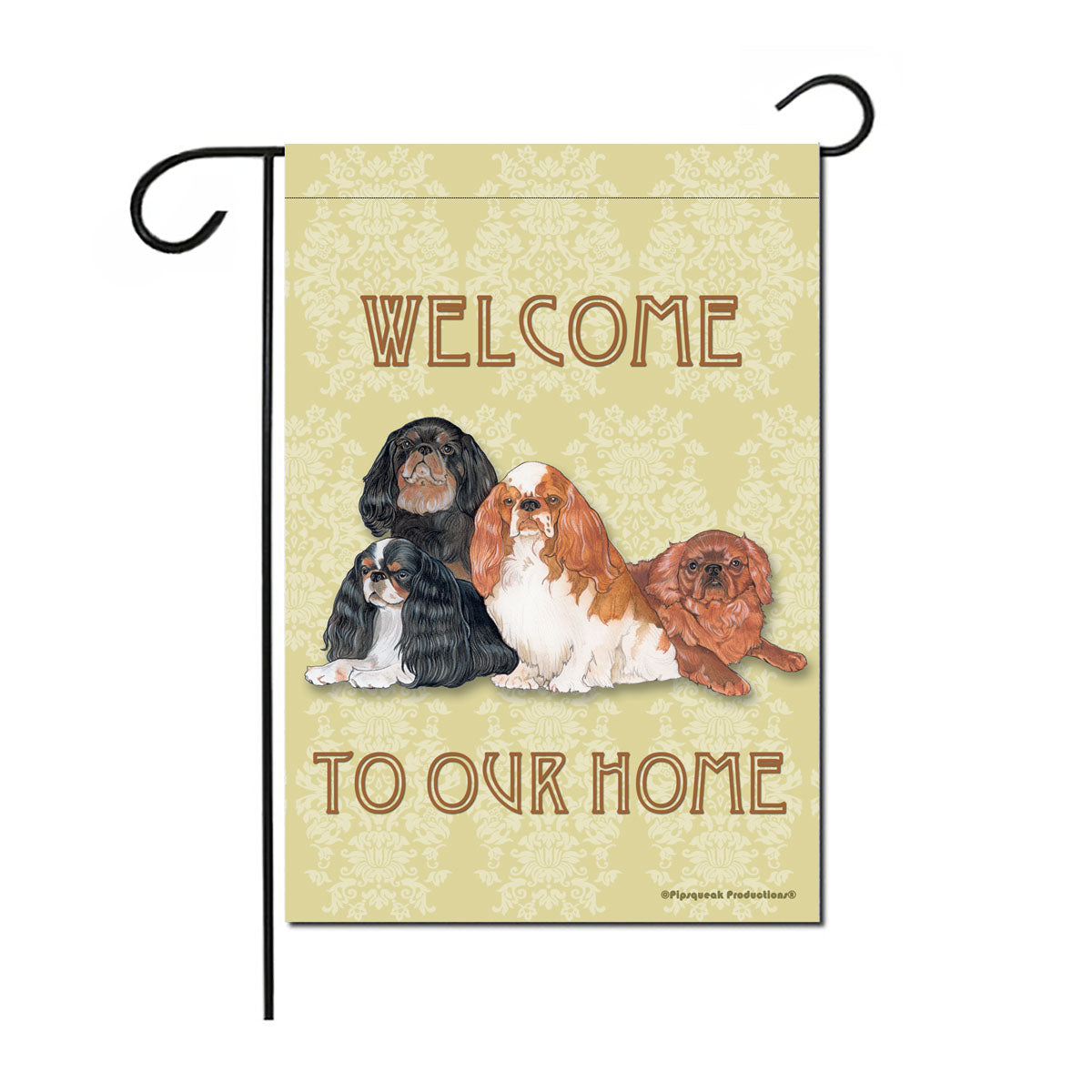 English Toy Spaniel Garden Flag Double Sided 12” x 17” - Pipsqueakproductions