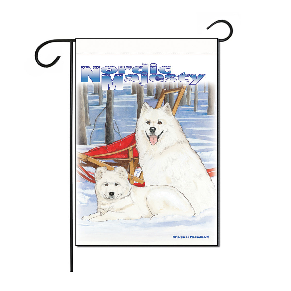 Samoyed Garden Flag Double Sided 12” x 17” - Pipsqueakproductions