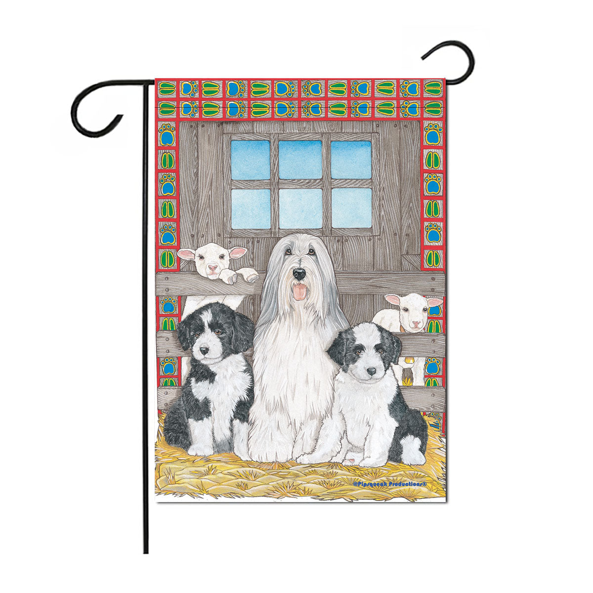 Bearded Collie Garden Flag Double Sided 12” x 17” - Pipsqueakproductions