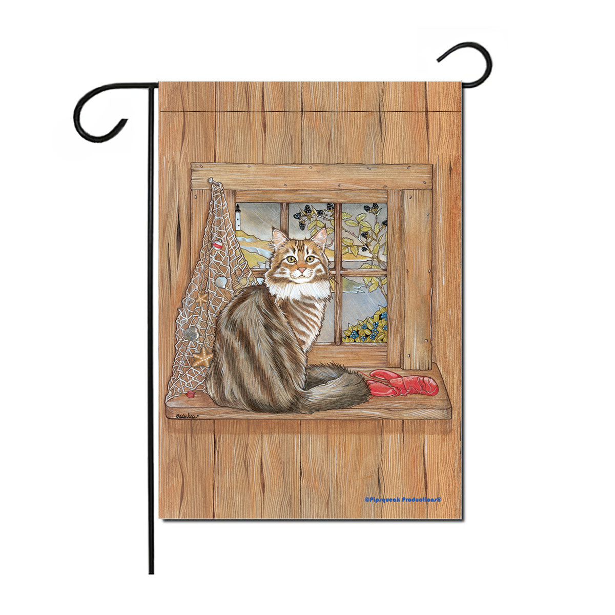 Maine Coon Cat Garden Flag Double Sided 12” x 17” - Pipsqueakproductions
