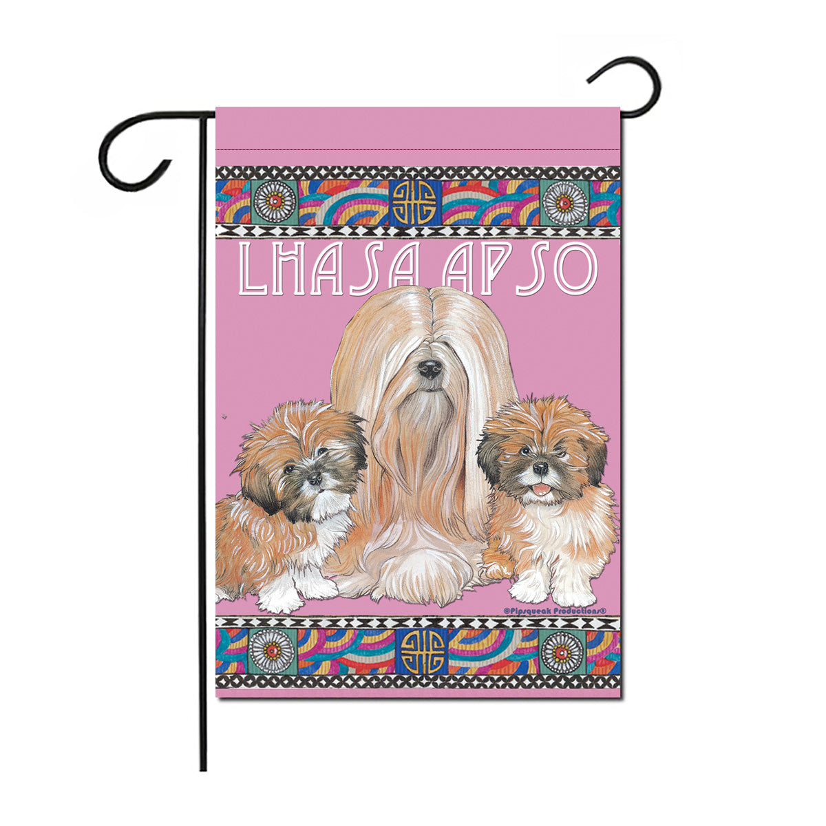 Lhasa Apso Garden Flag Double Sided 12” x 17” - Pipsqueakproductions