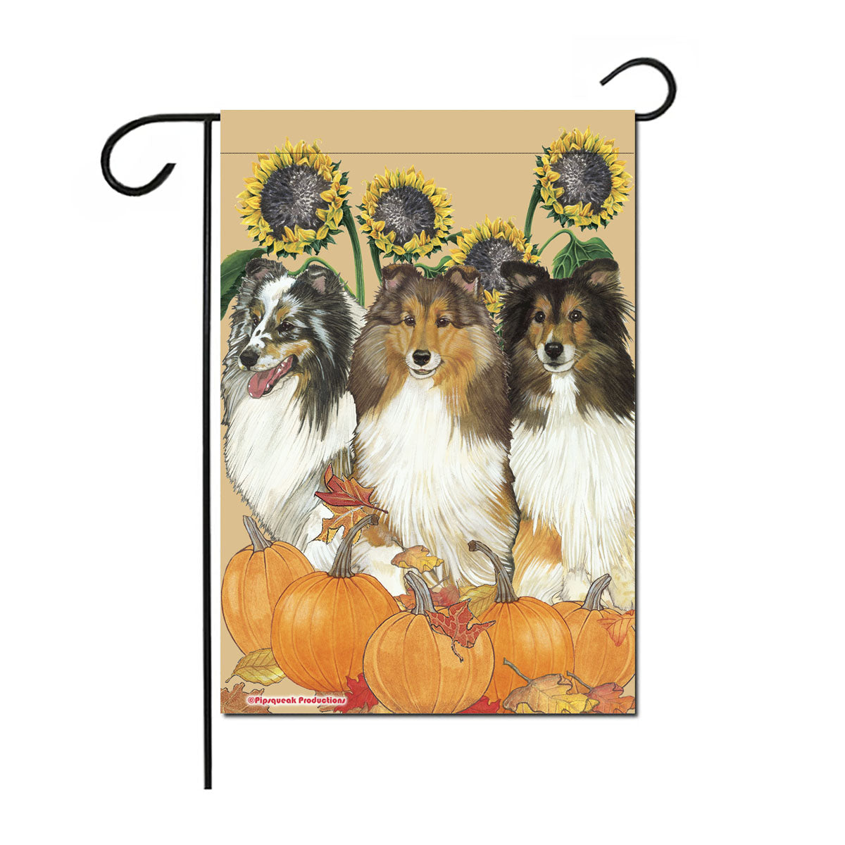 Shetland Sheepdog Fall Garden Flag Double sided, 12" x 18" Outdoor Decor - Pipsqueakproductions