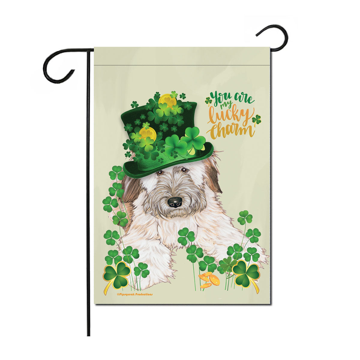 Wheaten Terrier Saint Patrick's Day Garden Flag Double Sided 12 x 18 inches - Pipsqueakproductions