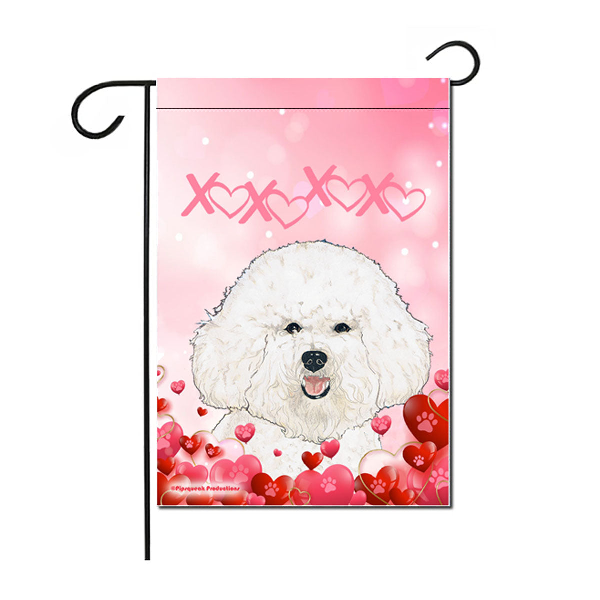 Bichon Frise Valentine’s Day Garden Flag, Double Sided 12” X 18” Yard Art Decor