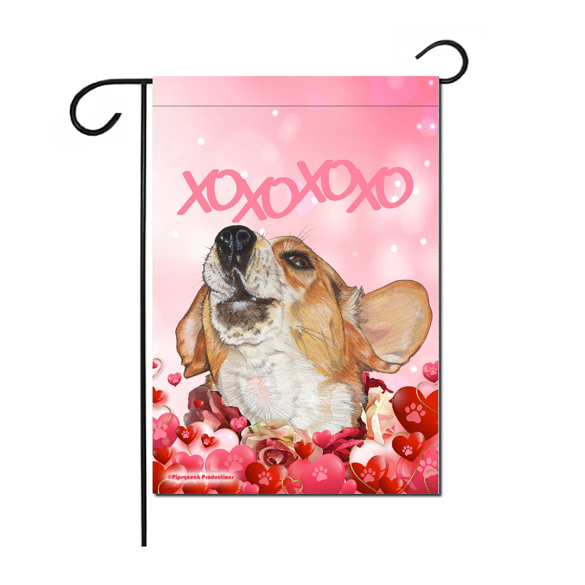 Beagle Valentine’s Day Garden Flag, Double sided 12” x 18” Yard Art Decor