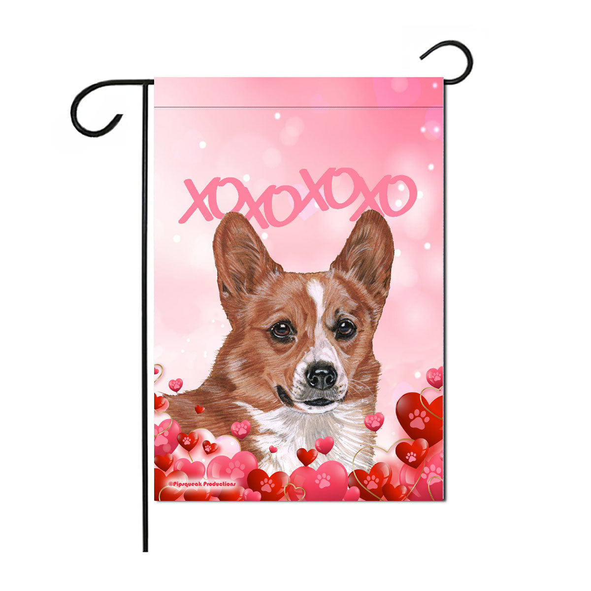 Corgi Pembroke Welsh, Valentine’s Day Garden Flag, Double sided 12” x 18” Yard Art Decor - Pipsqueakproductions