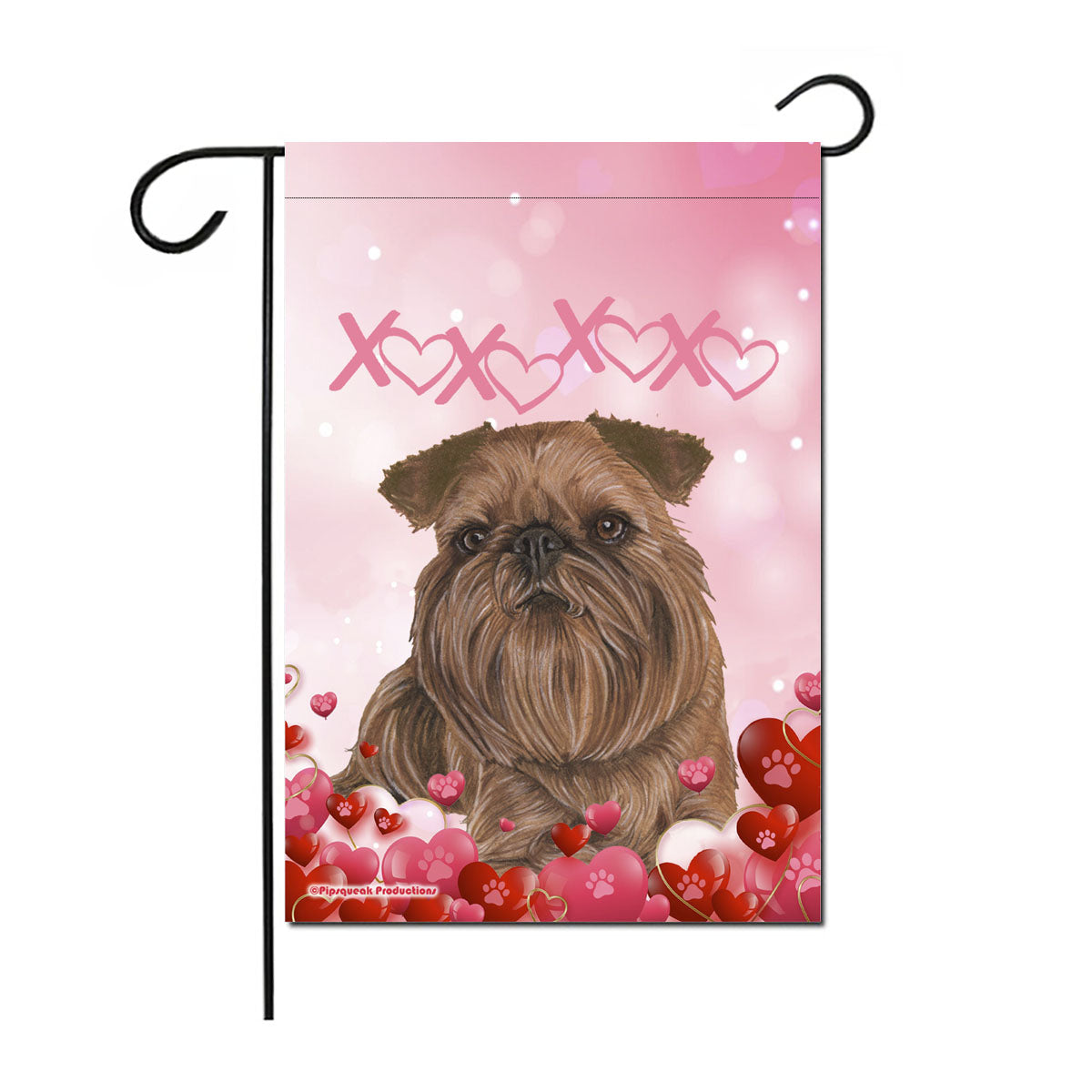 Brussels Griffon Valentine’s Day Garden Flag, Double Sided 12” X 18” Yard Art Decor