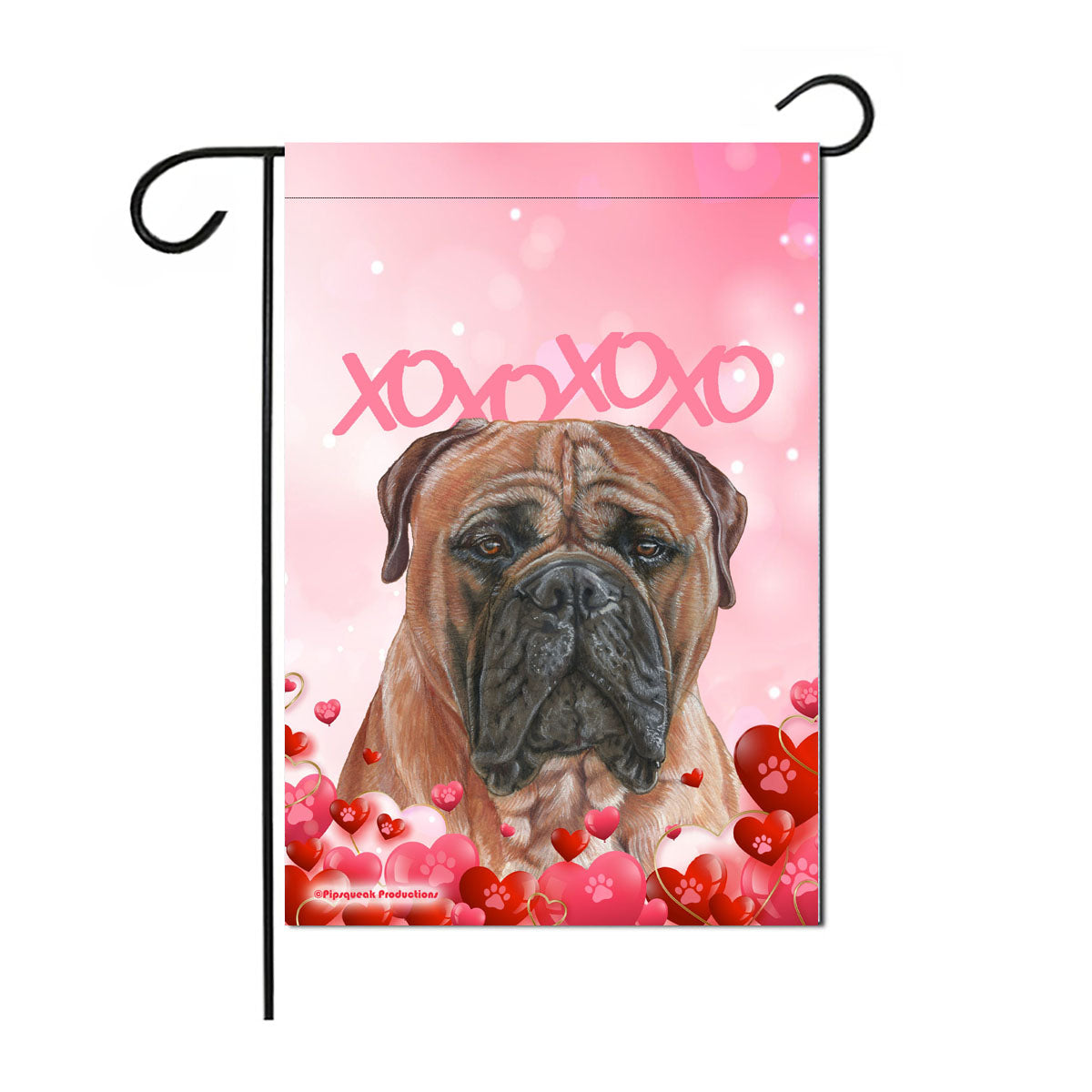 Bullmastiff Valentine’s Day Garden Flag, Double sided 12” x 18” Yard Art Decor