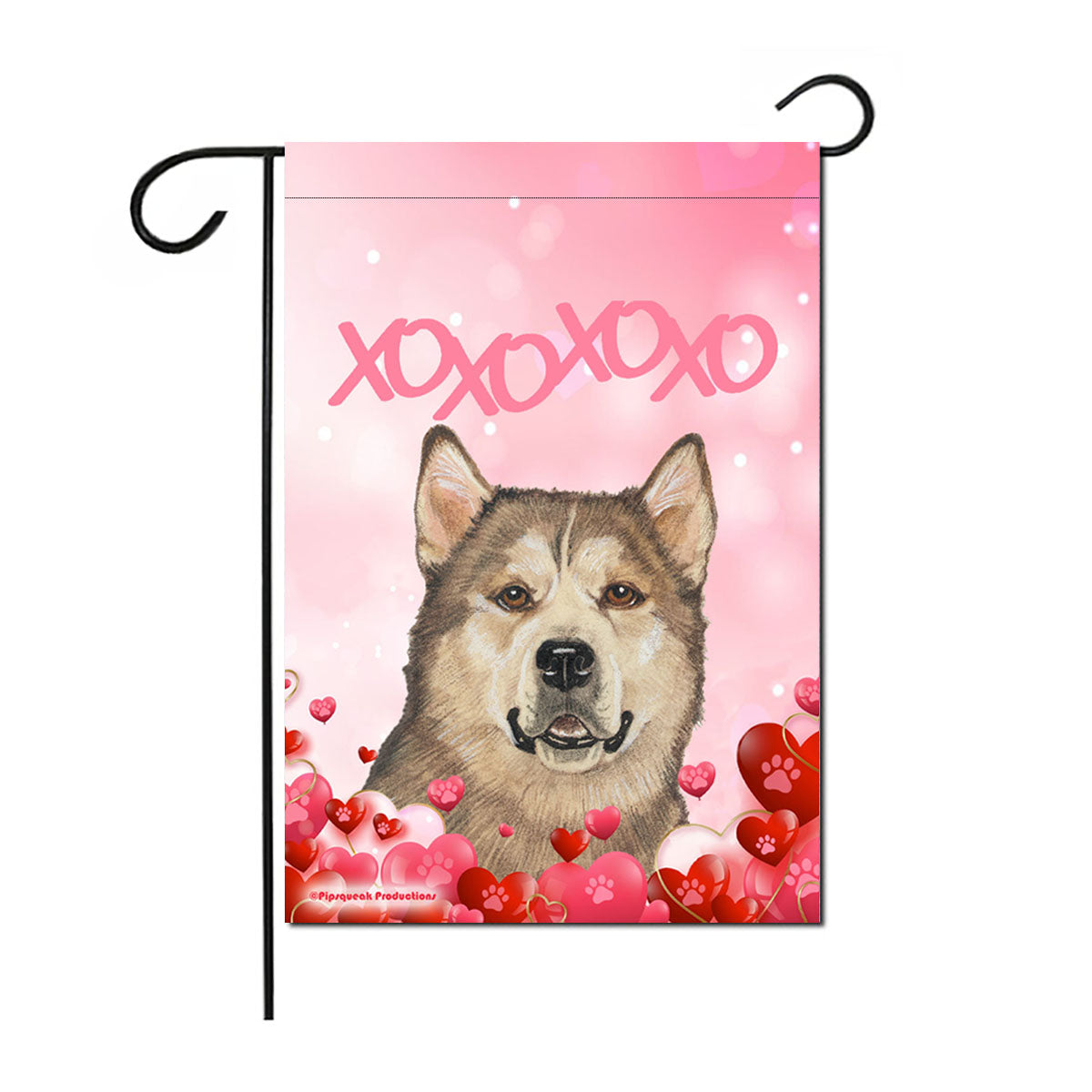 Alaskan Malamute Valentine’s Day Garden Flag, Double Sided 12” X 18” Yard Art Decor