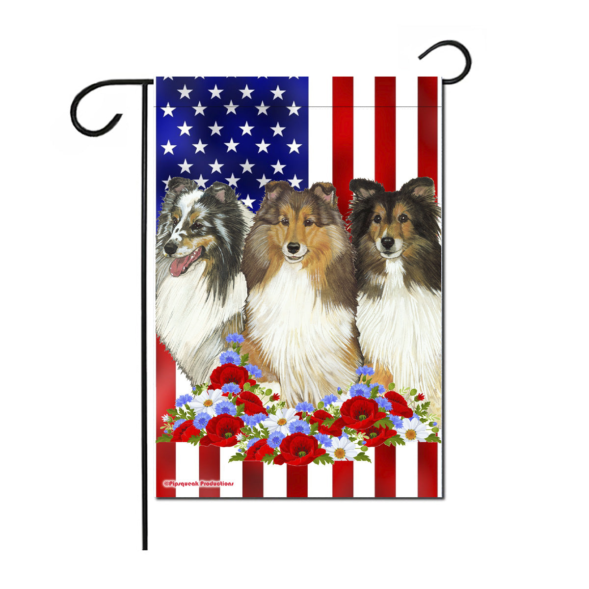 Shetland Sheepdog Patriotic Garden Flag Double Sided 12” x 18” - Pipsqueakproductions