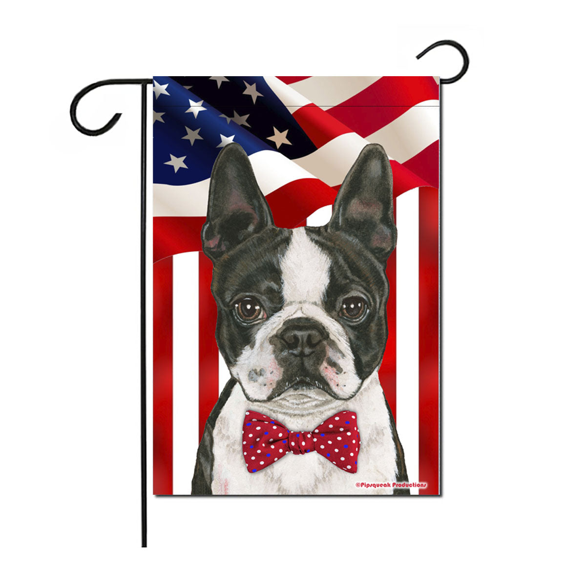 Boston Terrier Patriotic Garden Flag Double Sided 12” x 18”
