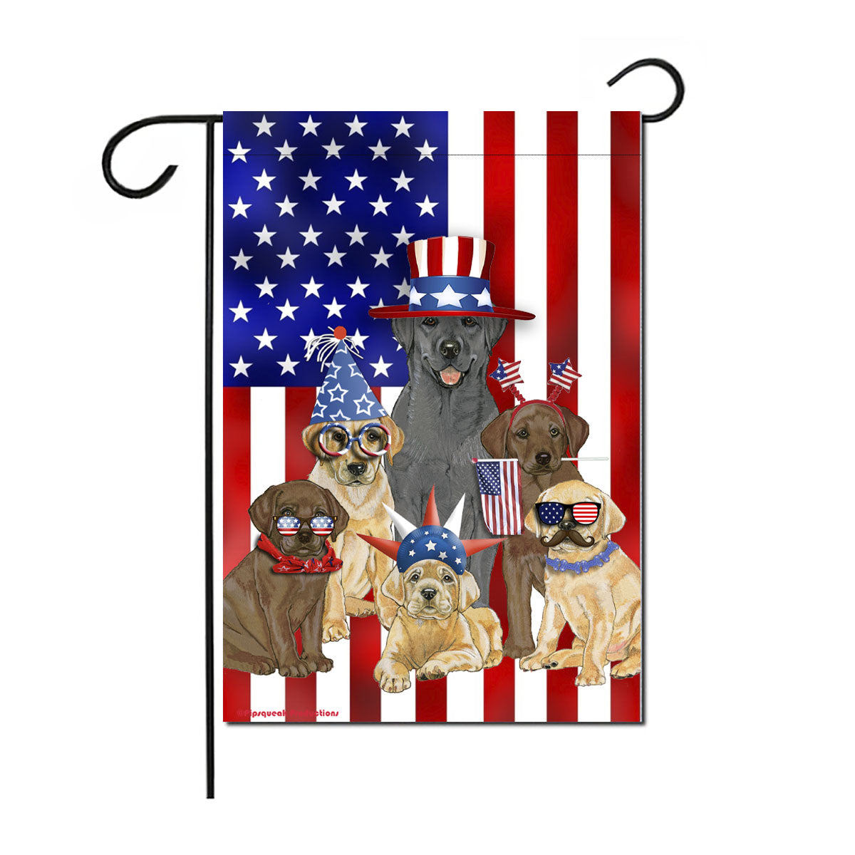 Labrador Retriever Patriotic Garden Flag Double Sided 12” x 18” - Pipsqueakproductions