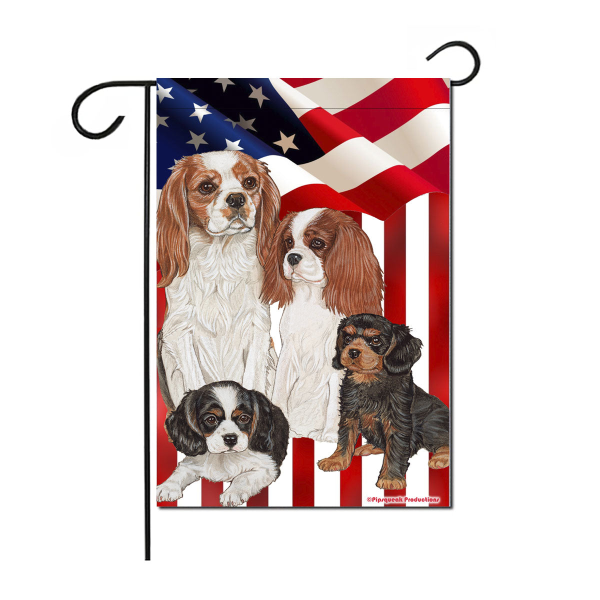 Cavalier King Charles Patriotic Garden Flag Double Sided 12” x 18” - Pipsqueakproductions