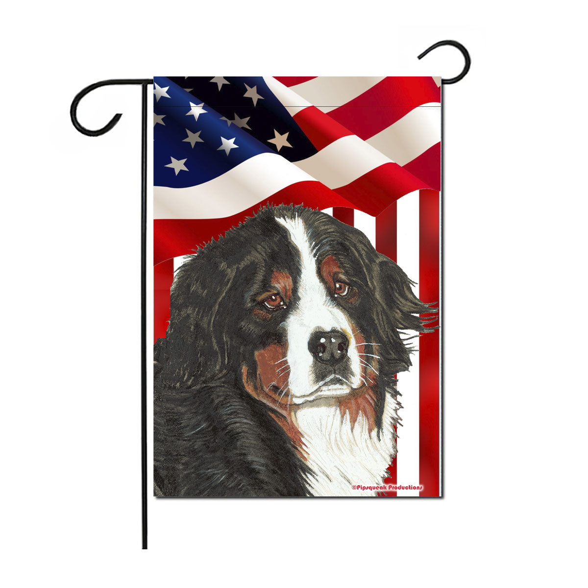 Bernese Mountain Dog Patriotic Garden Flag Double Sided 12” x 18”