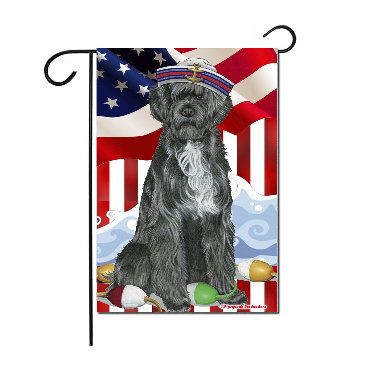 Portuguese Water Dog Patriotic Garden Flag Double Sided 12” x 18” - Pipsqueakproductions