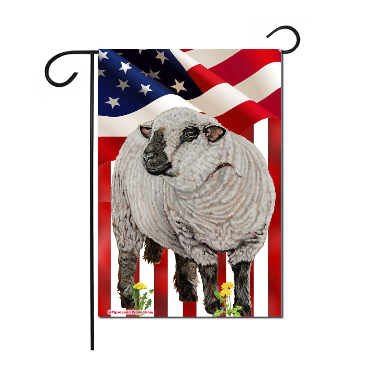 Hampshire Sheep Patriotic Garden Flag Double Sided 12” x 18” - Pipsqueakproductions