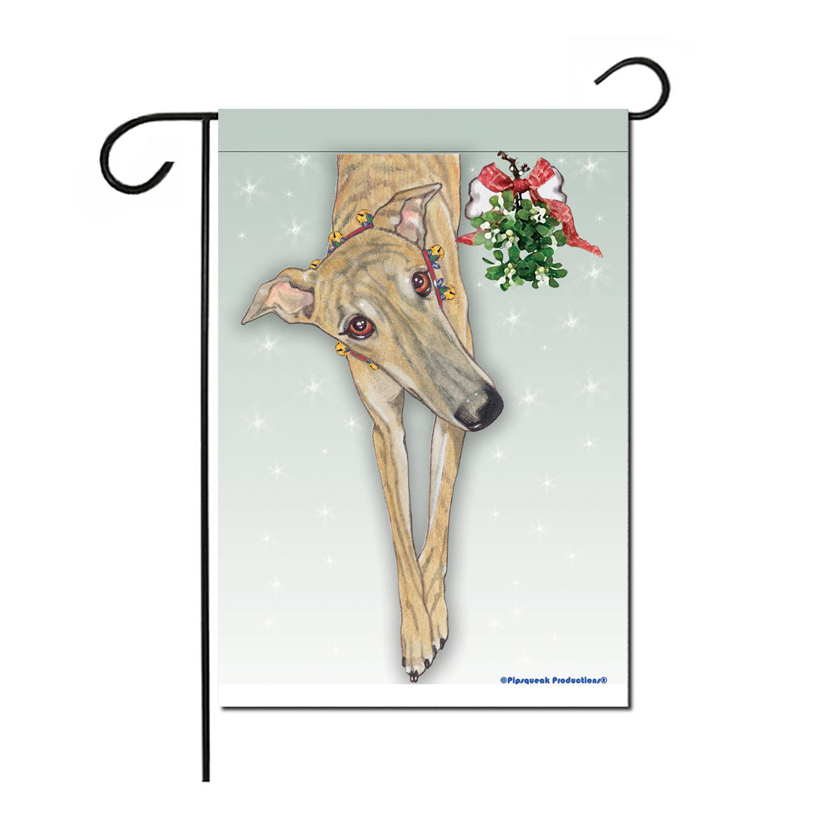 Greyhound Brindle, Christmas Garden Flag Double Sided 12” x 17” - Pipsqueakproductions