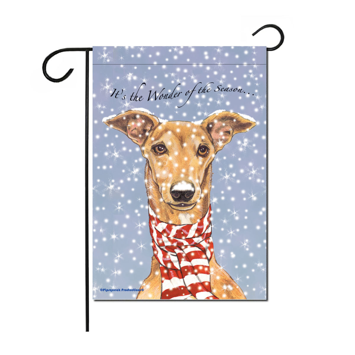 Greyhound Christmas Garden Flag Double Sided 12” x 17” - Pipsqueakproductions